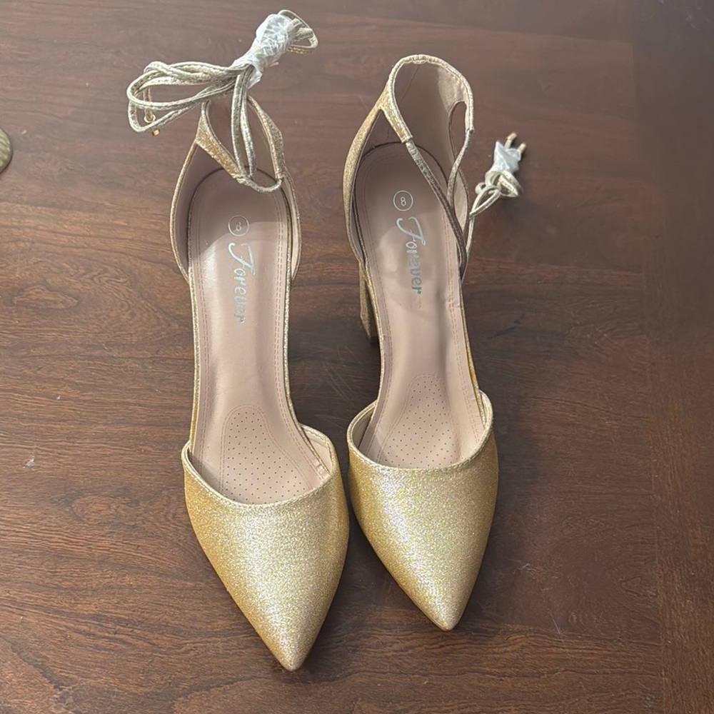 Forever 21 Gold Sparkle Heels